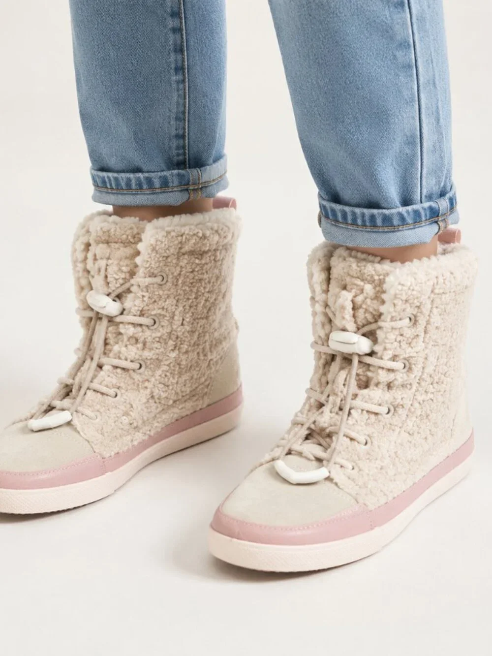 Sorel Explorer Cozy Canoe Girls Size 4 Sherpa Lace Up Winter Boots Tan Cream